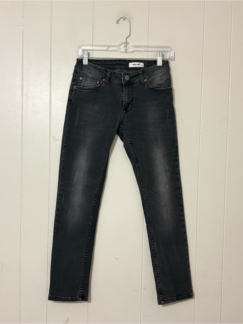 Anine Bing Low Rise Skinny Jeans Faded Black Size 24